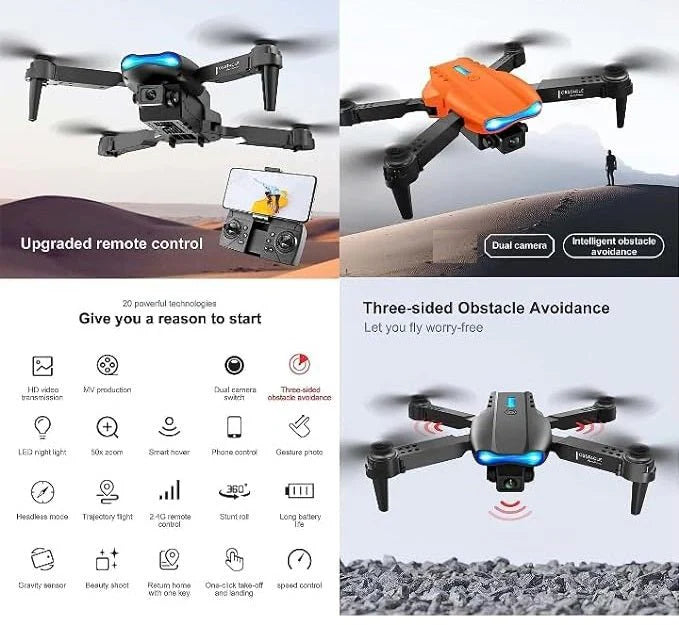 E99 Pro Drone – 4K HD Dual Camera | Smart Foldable Drone with Obstacle Avoidance